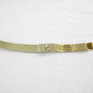 Vintage Gold Metallic Stretch Belt Fish Scales Stretchy Metal 80s